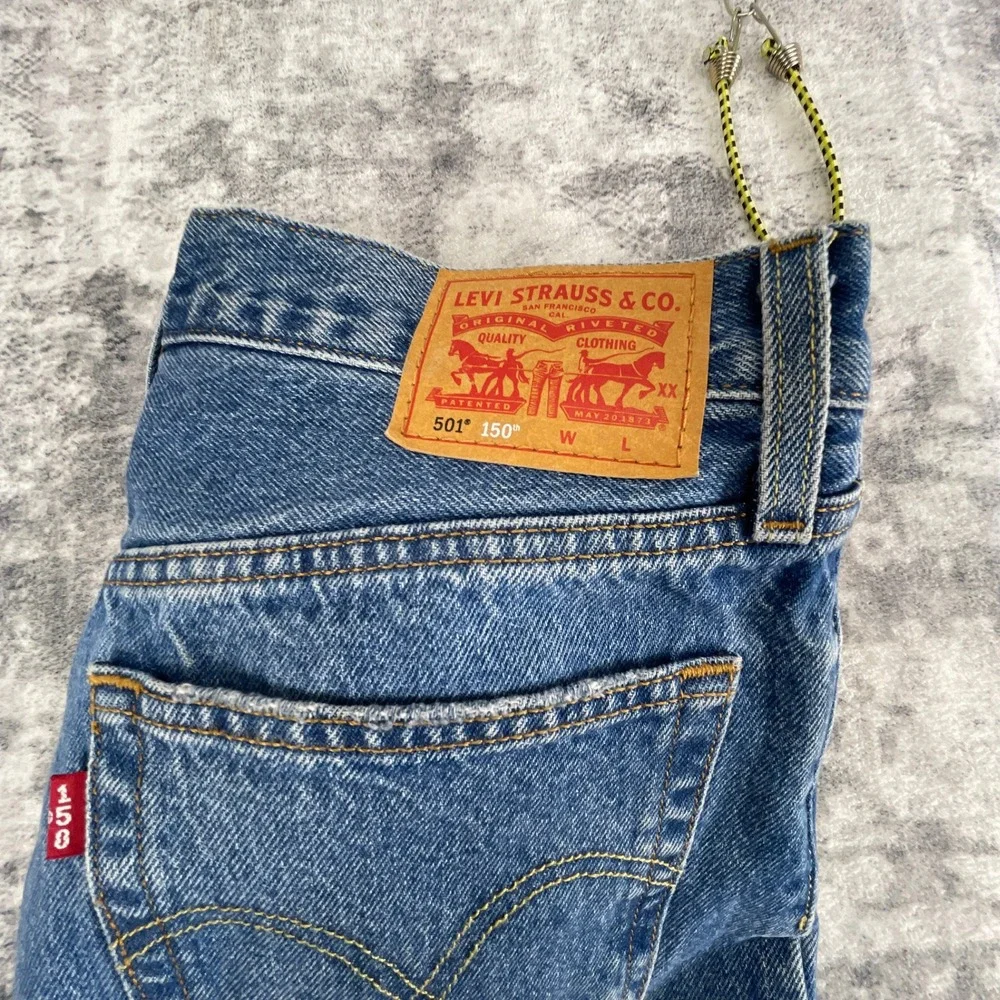 Levi 501 Mens 28x30 150th Anniversary‎ Button Fly Blue Medium Wash Jeans